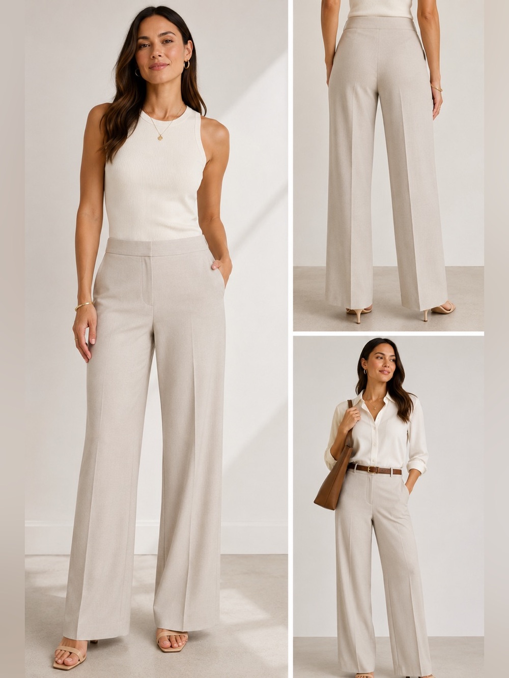 Banana Republic Light Cream Straight-Leg Trousers